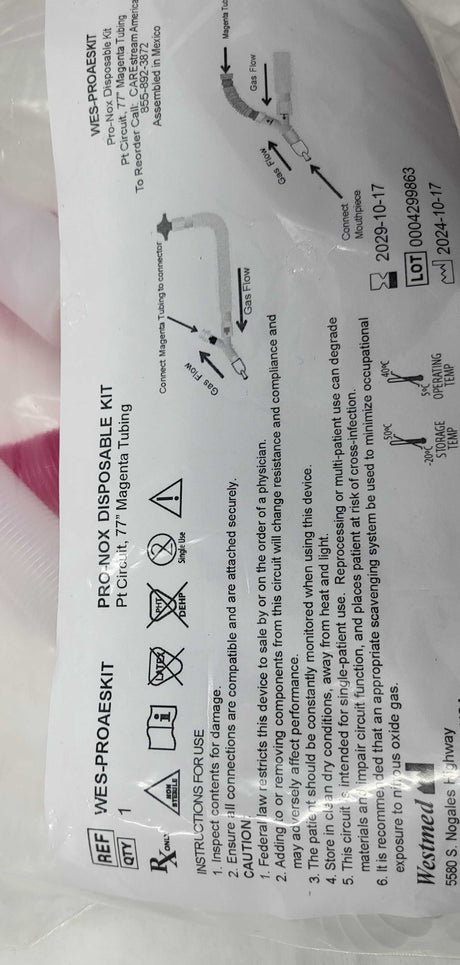 WestMed Pronox Disposable Tubing Kit