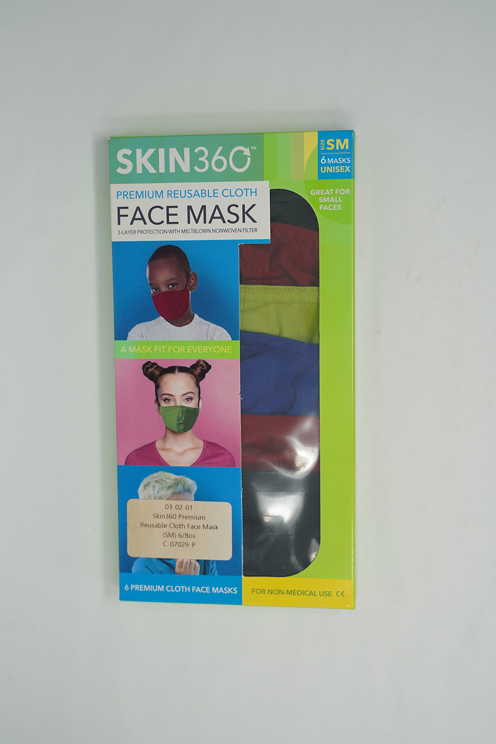 Skin360 Premium Reusable Cloth Face Mask (SM) 6/Box