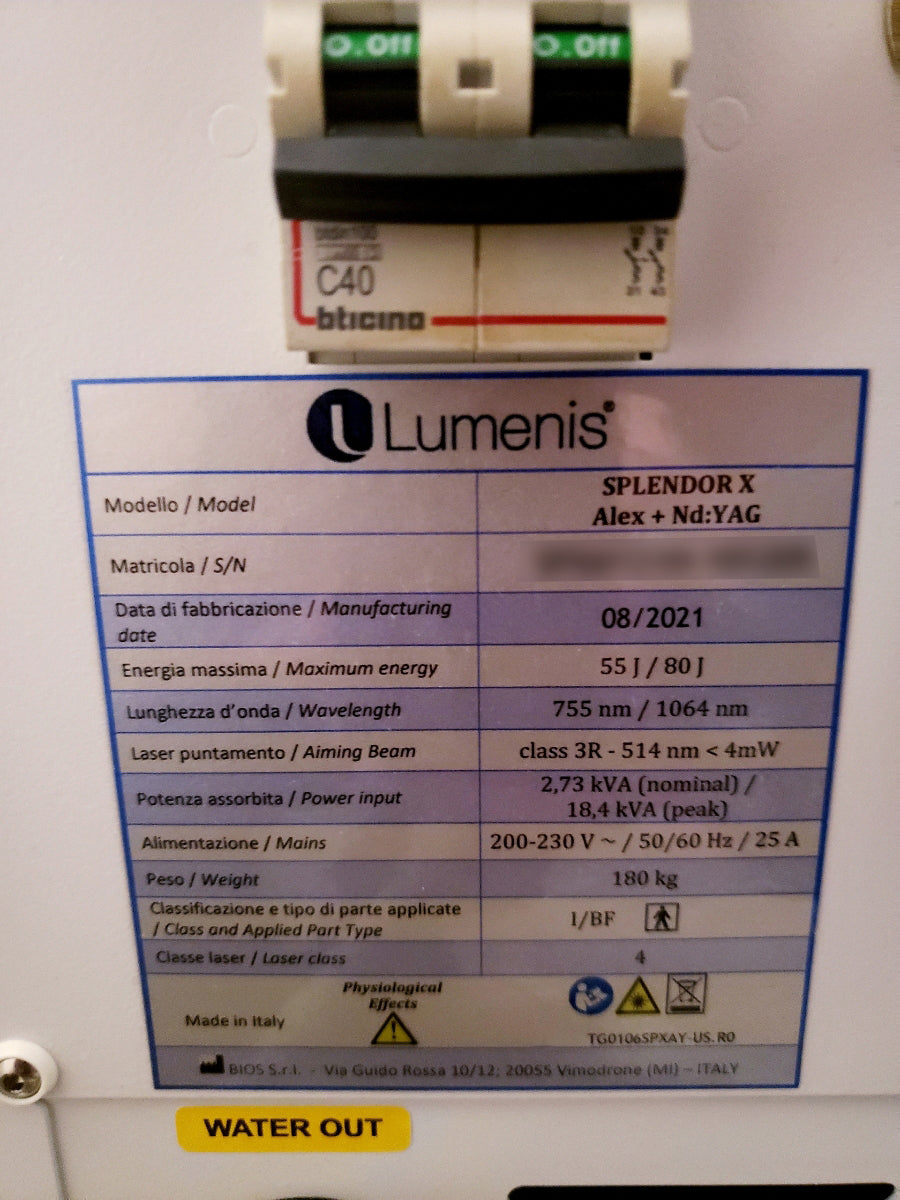2021 Lumenis SplendorX Including Zimmer Cryo6 Chiller