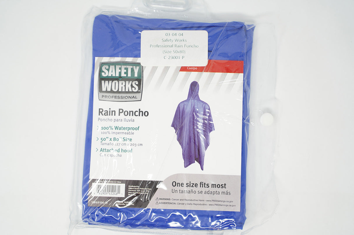 Safety Works Professional Rain Poncho (Size 50x80)